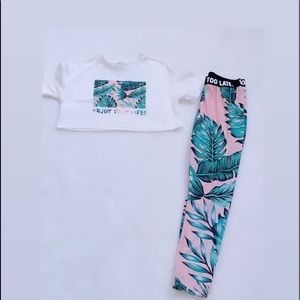 Girls SHEIN jungle print tights and shirt